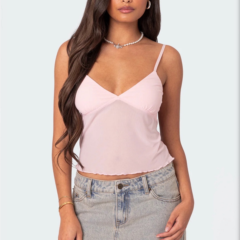 Edikted Pink Mesh Top- Brand new with tags, Size Small